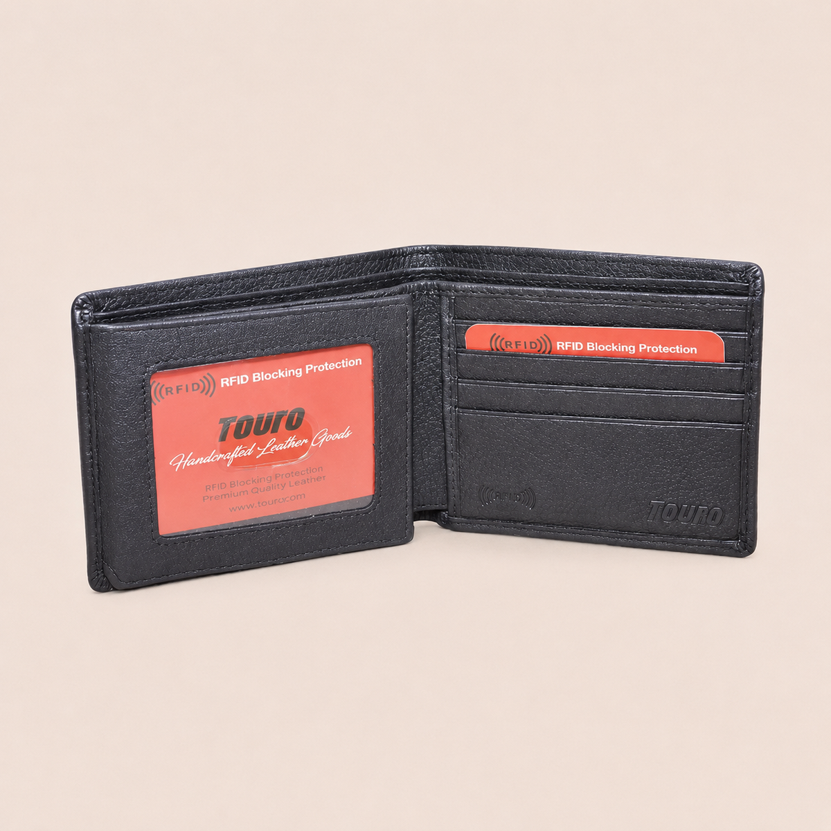 Touro RFID Pebble Grain Leather Extra Capacity Bifold Wallet