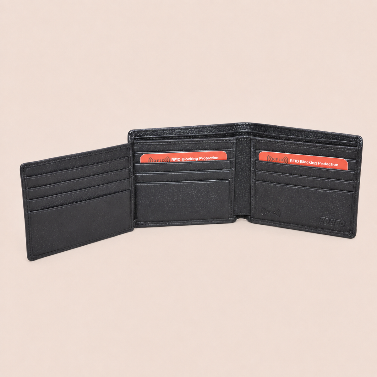Touro RFID Pebble Grain Leather Extra Capacity Bifold Wallet