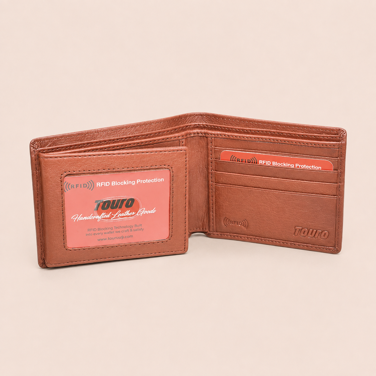 Touro RFID Pebble Grain Leather Extra Capacity Bifold Wallet