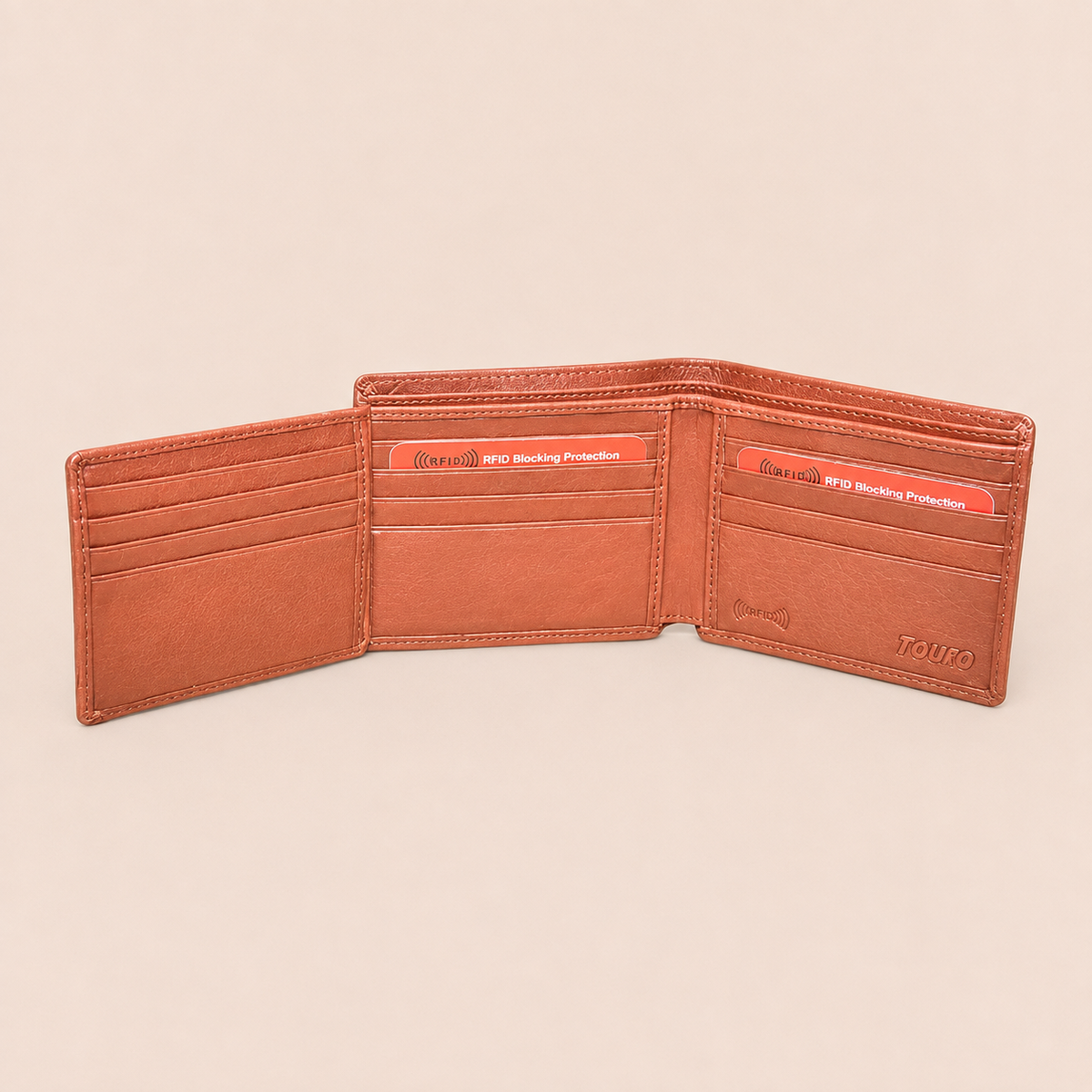 Touro RFID Pebble Grain Leather Extra Capacity Bifold Wallet