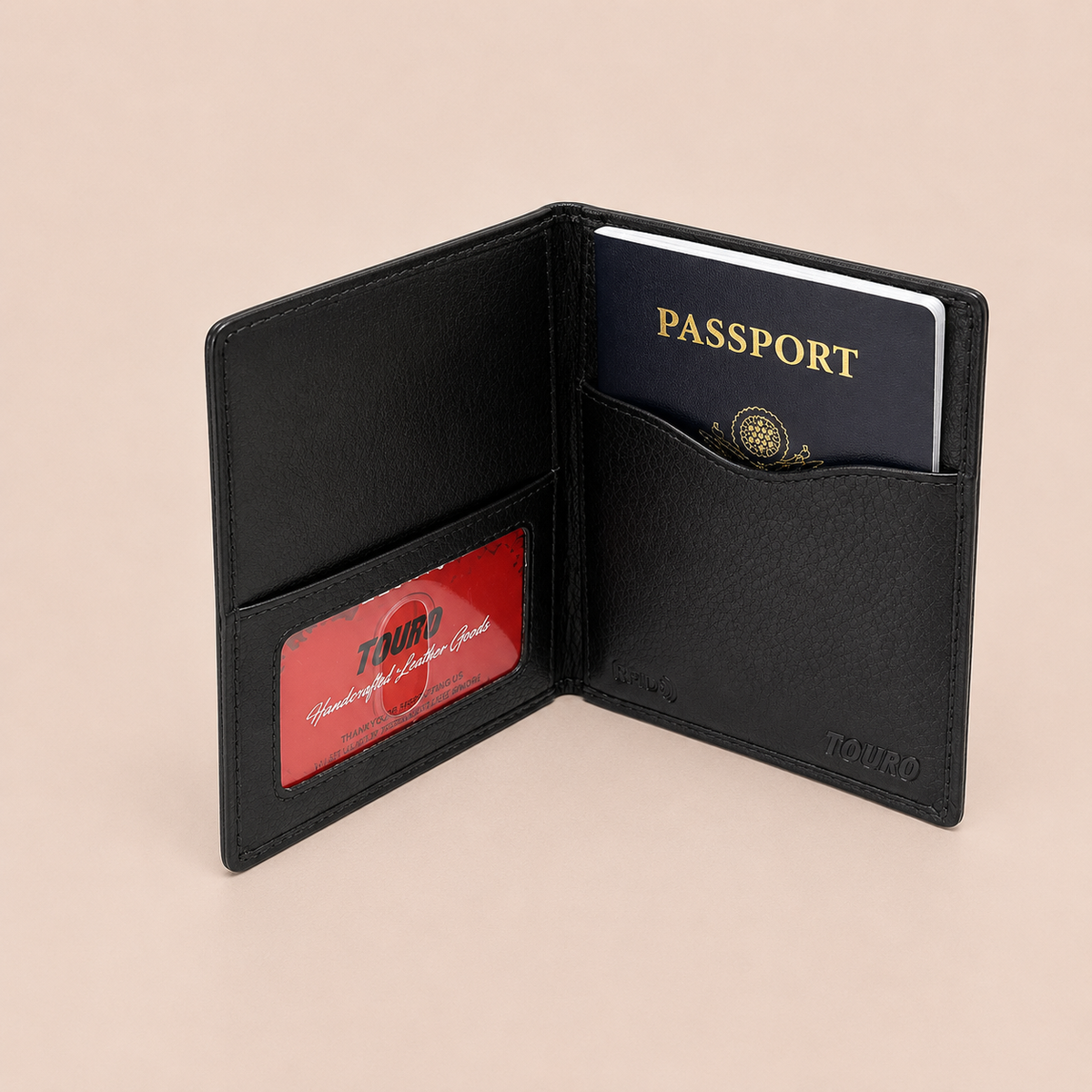Touro RFID Pebble Grain Leather Passport Holder