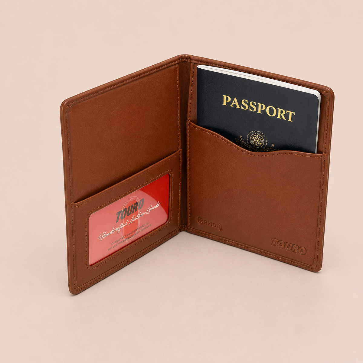 Touro RFID Pebble Grain Leather Passport Holder