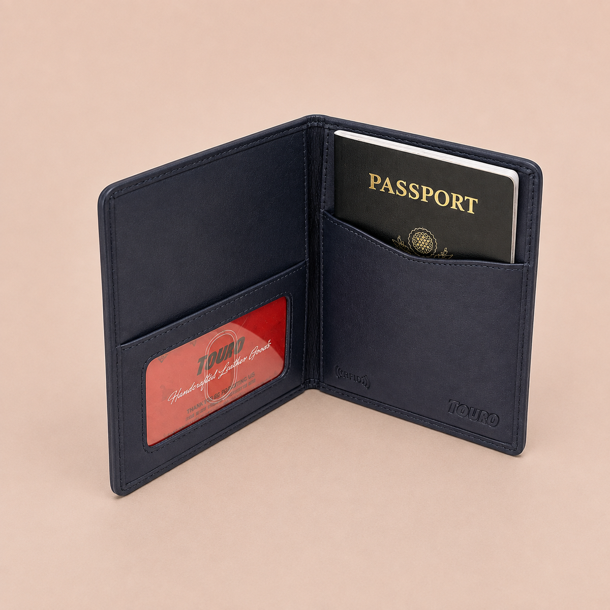 Touro RFID Pebble Grain Leather Passport Holder