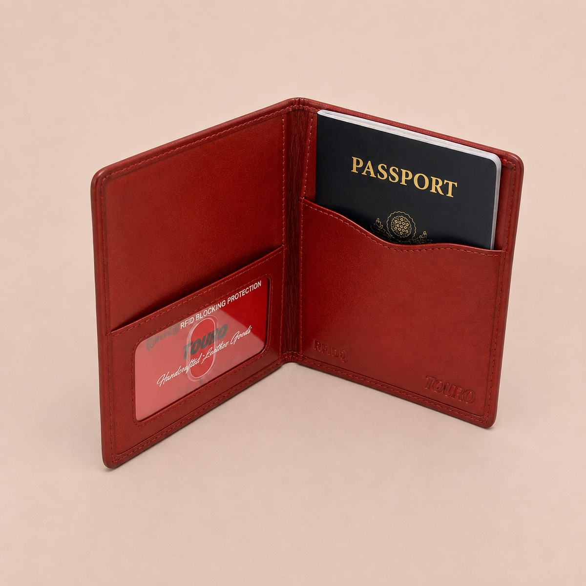 Touro RFID Pebble Grain Leather Passport Holder