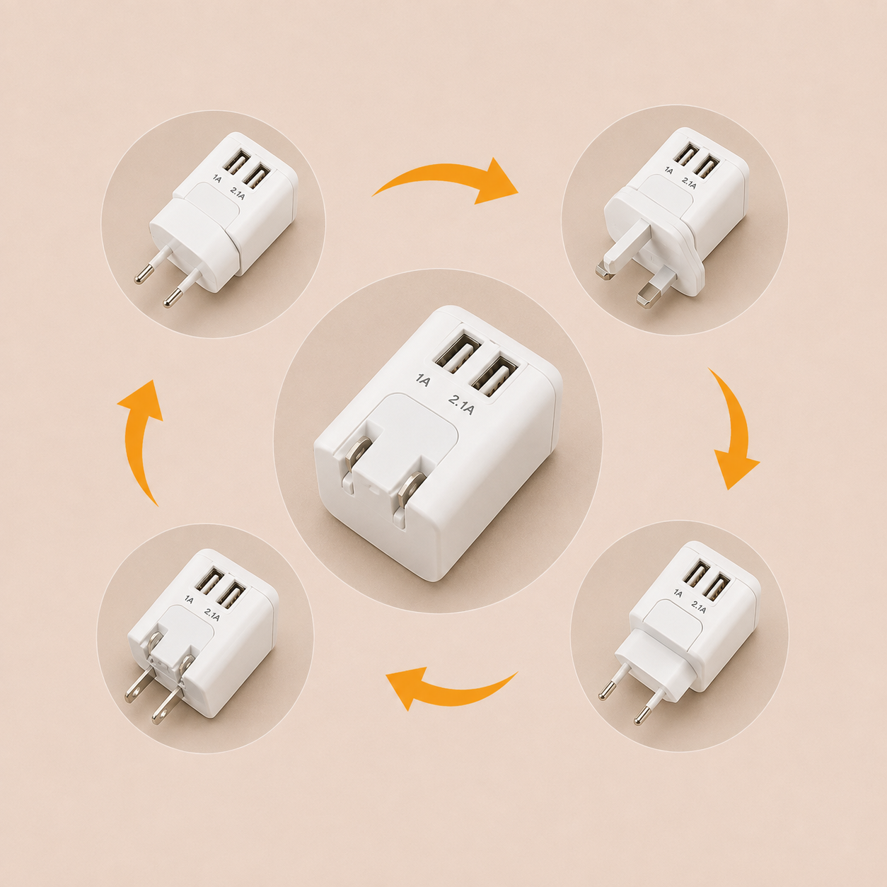 Universal International Travel Adapter Kit with Dual USB Ports