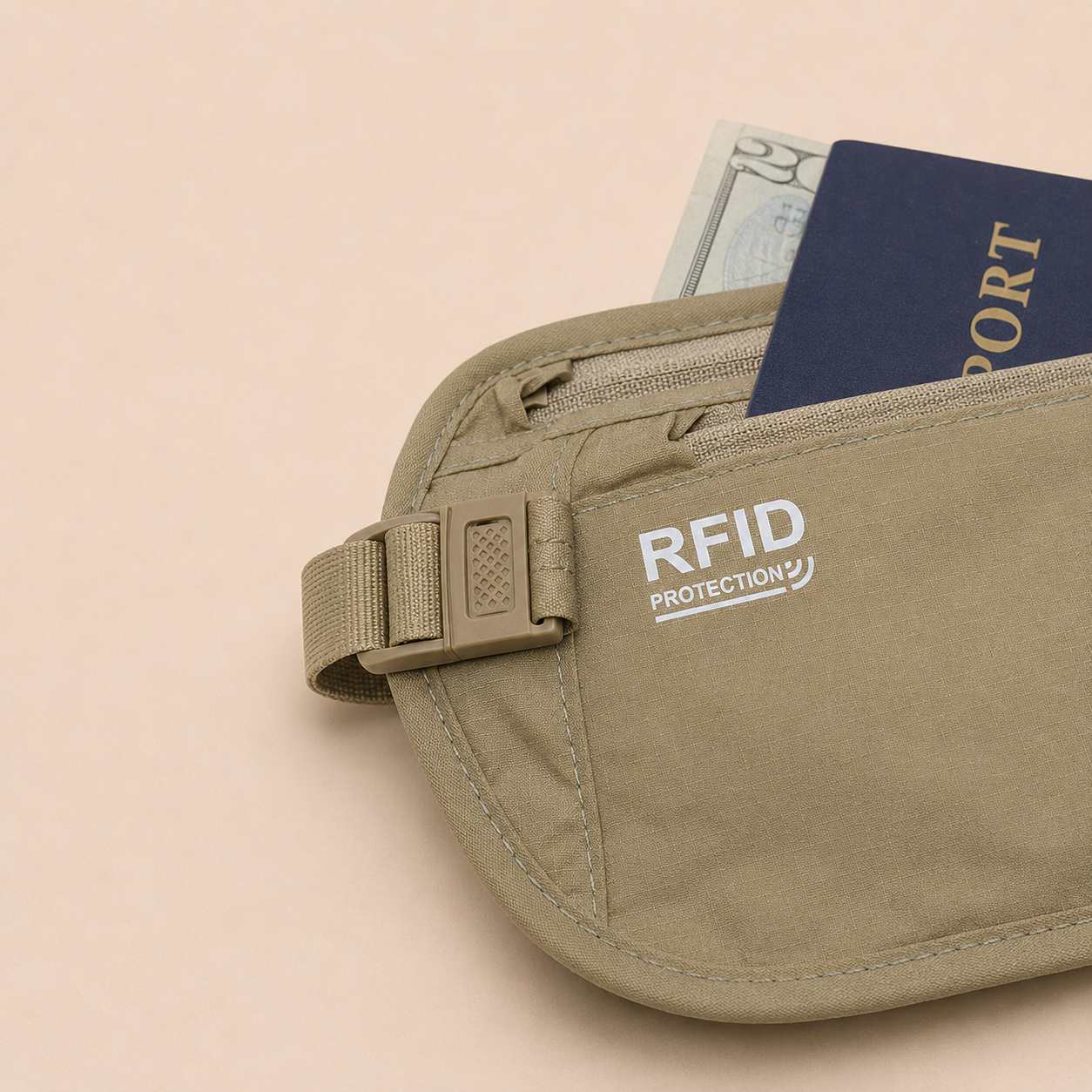 RFID Travel Money Belt – Hidden Passport & Wallet Pouch