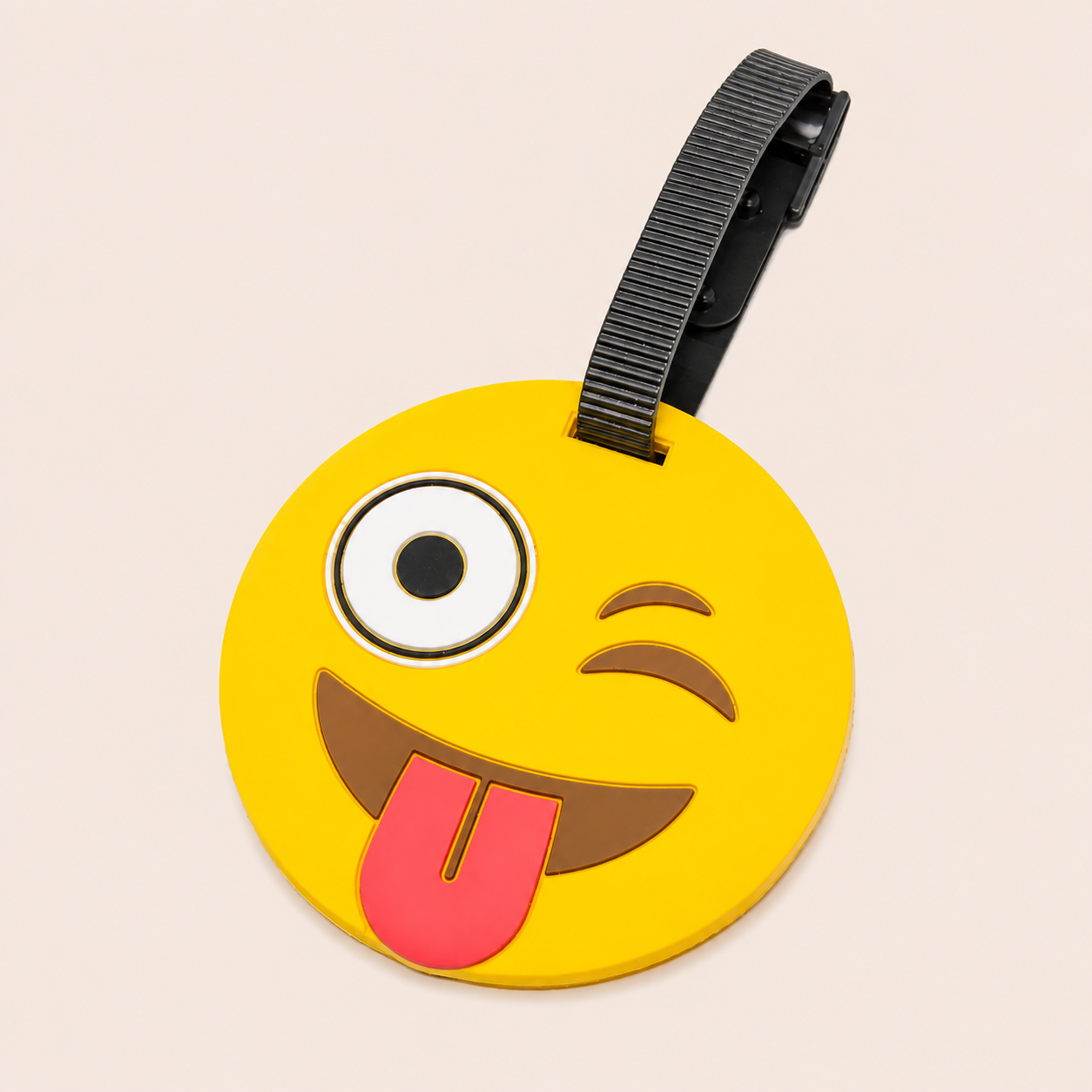 Tongue Out Emoji Luggage Tag for Suitcases & Travel Bags