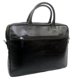 Signature Leather Slim Laptop Brief - Dark Brown