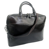 Signature Leather Slim Laptop Brief - Dark Brown